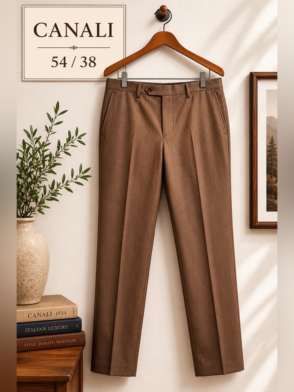 Canali 1934 100% Wool Dress Pants Brown EU 54 US 38
